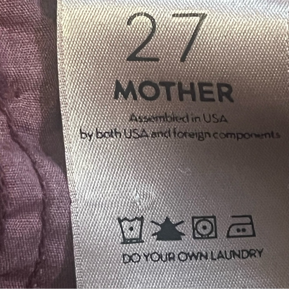 MOTHER The Shaker Metallic-Stripe Cropped Frayed Merlot Sporty Luxe Style Pants - Picture 15 of 16
